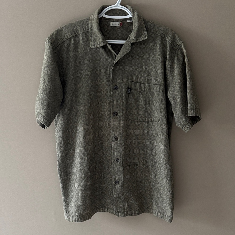 Cement Olive Patterned Casual Shirt